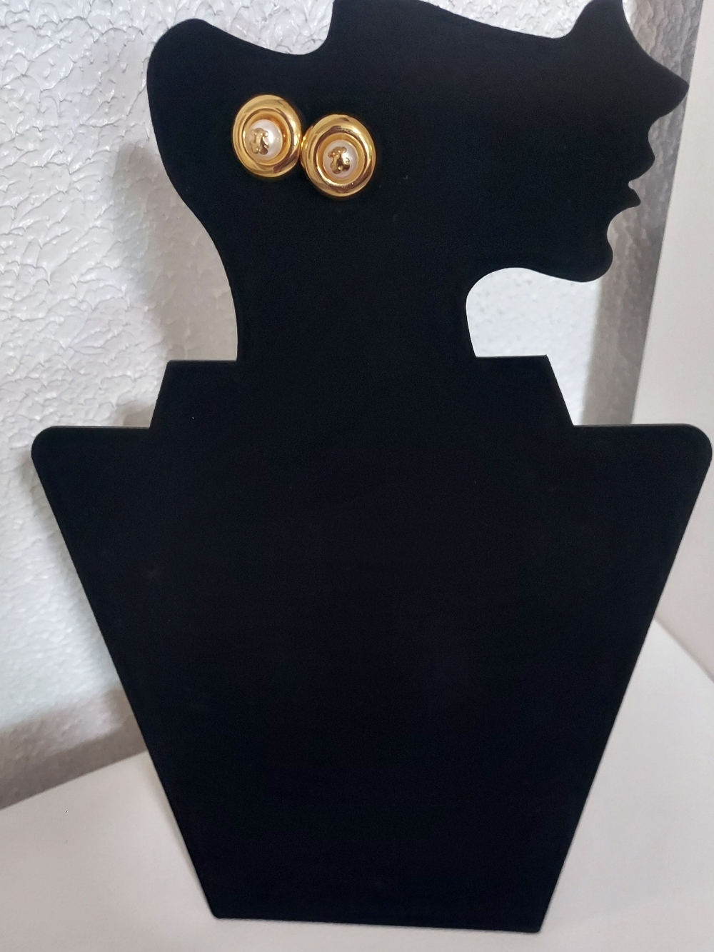 Tous Gold Dome Earrings with Center Pearl - Gold & White